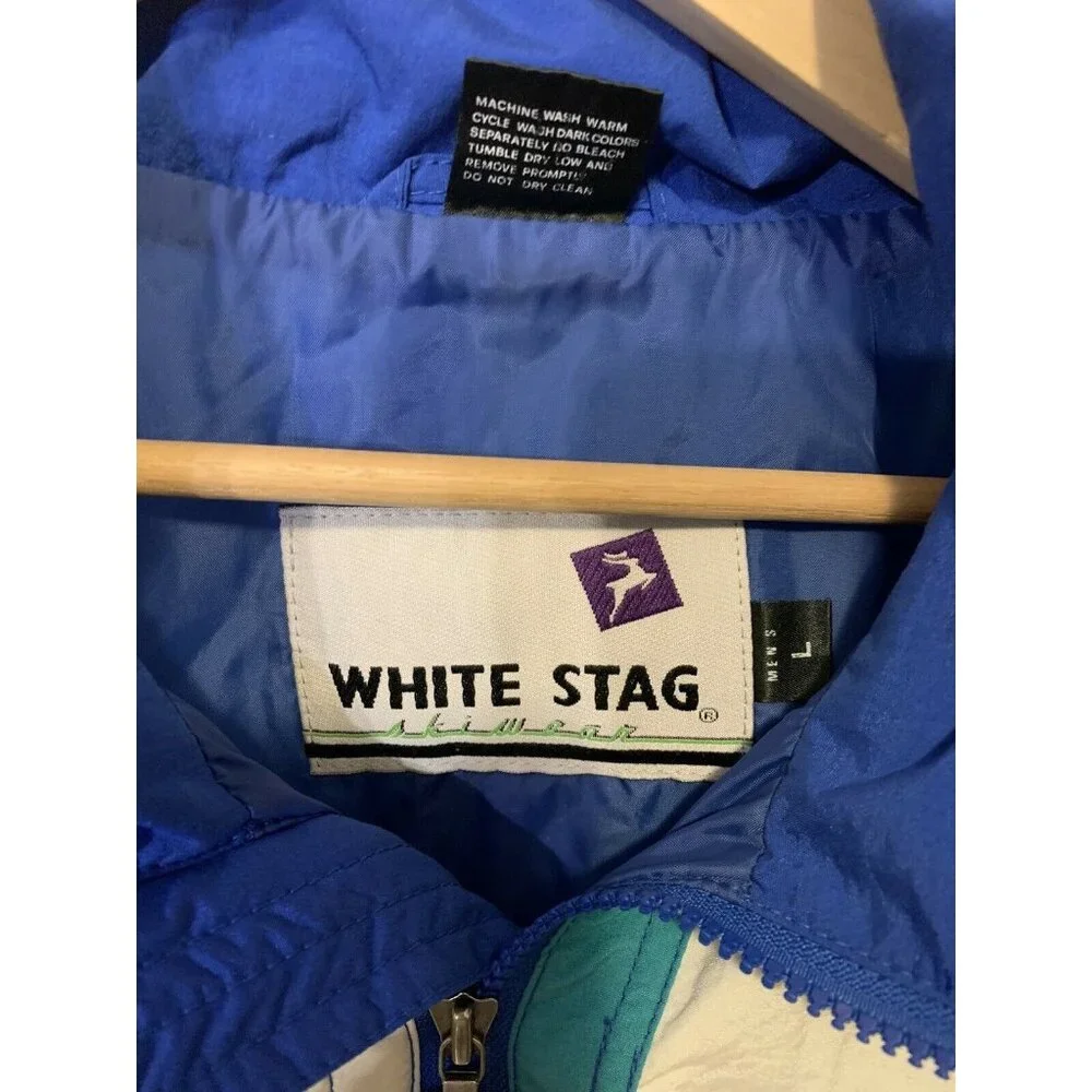 Vintage White Stag Ski‎ Wear Blue White Winter Snow Jacket Men’s Sz L